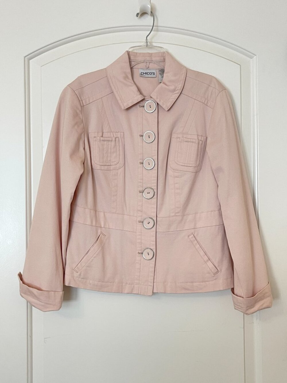 Chico's Pale Pink Button-Front Blazer Jacket